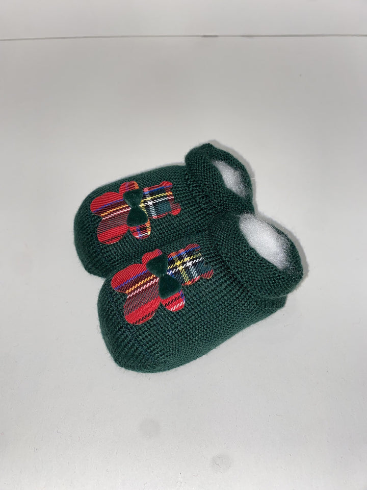 Scarpine neonato in lana con orsetto tartan 2953 V8 STORY calze 
