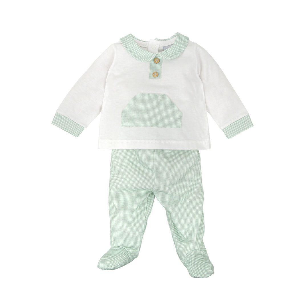 Completo bianco e verde a quadretti 50224 BV BABIDU 