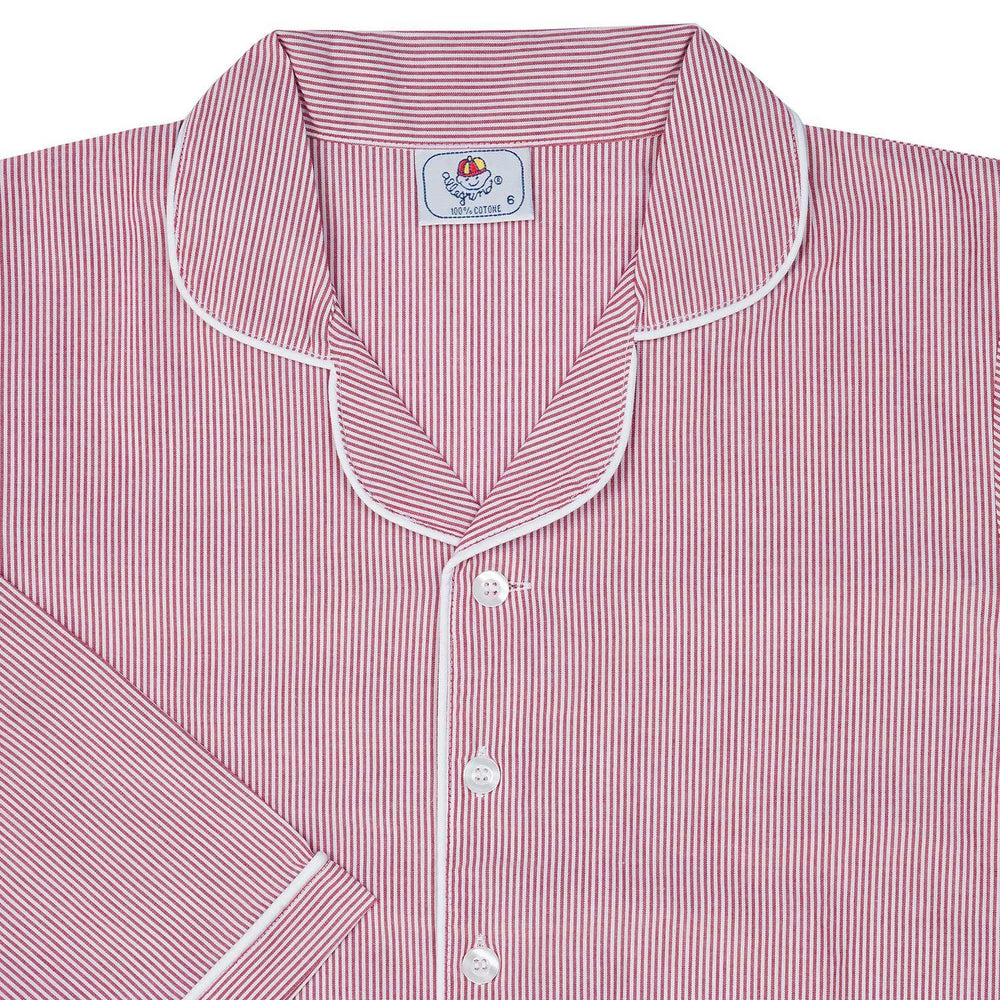 Pigiama lungo in cotone bianco e bordeaux CHARLY BCL/7 776 GOLD 