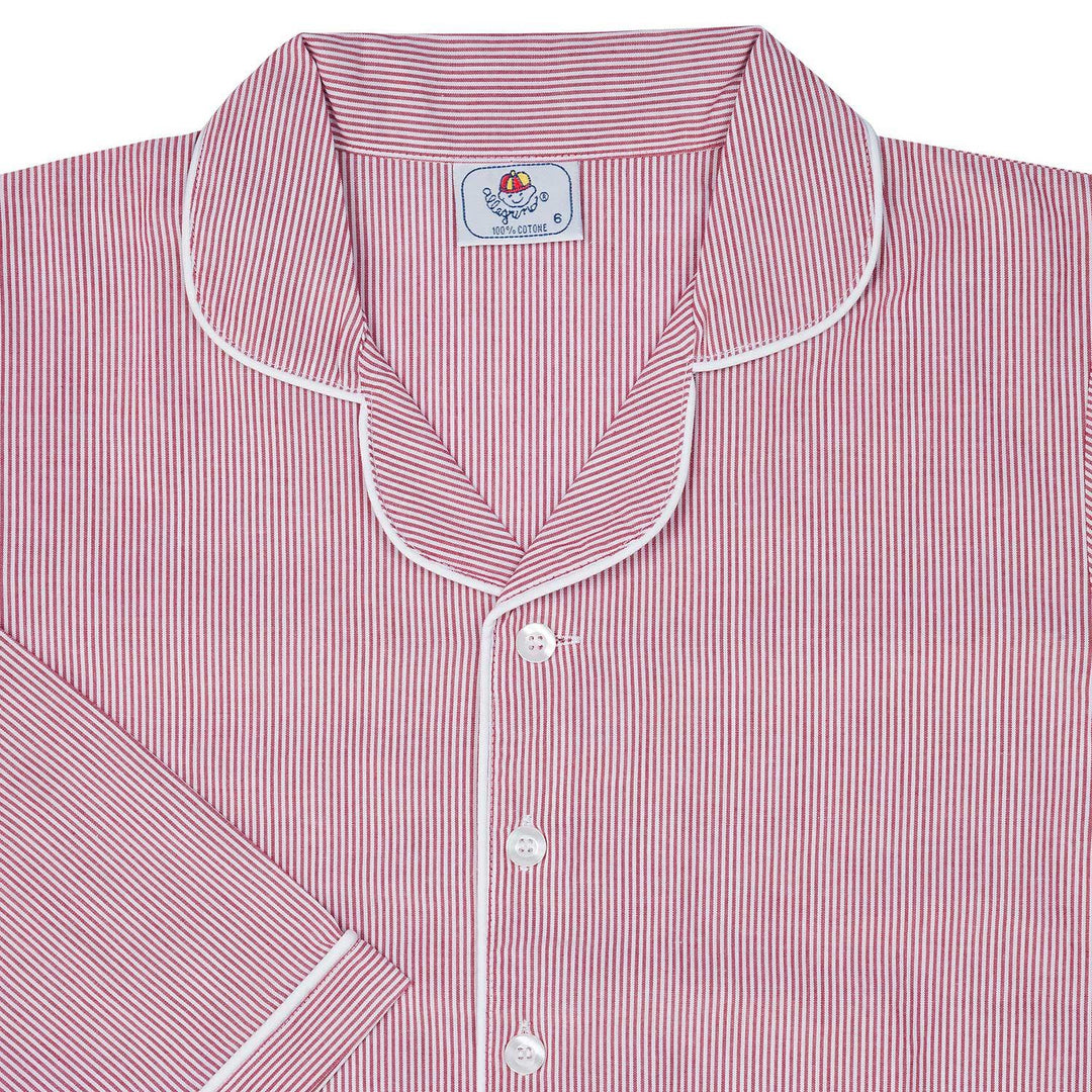 Pigiama lungo in cotone bianco e bordeaux CHARLY BCL/7 776 GOLD 
