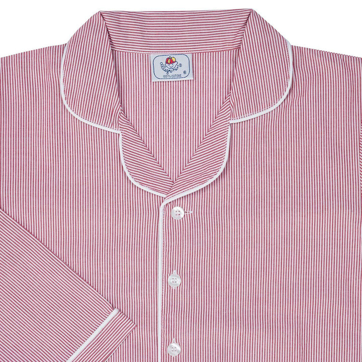 Pigiama lungo in cotone bianco e bordeaux CHARLY BCL/7 776 GOLD 