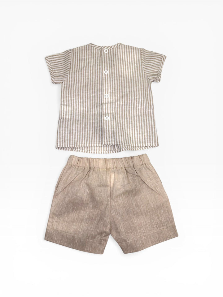 Coordinato in misto lino a righe CC8910 BBS Teto e Tatta 