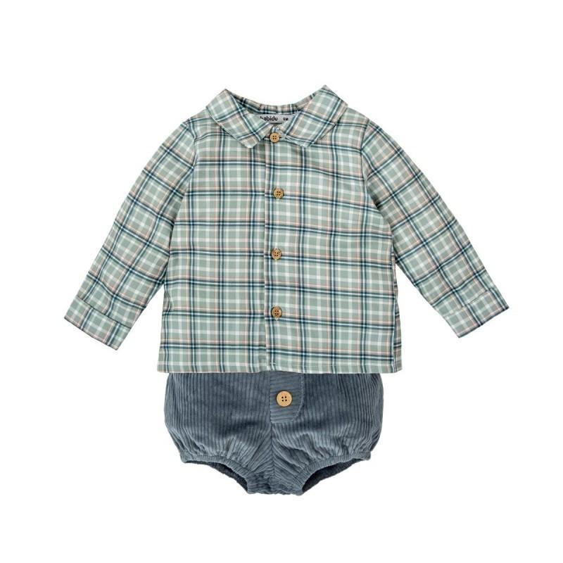 Camicia scozzese e pantaloncino in velluto a coste 42651 VE BABIDU 