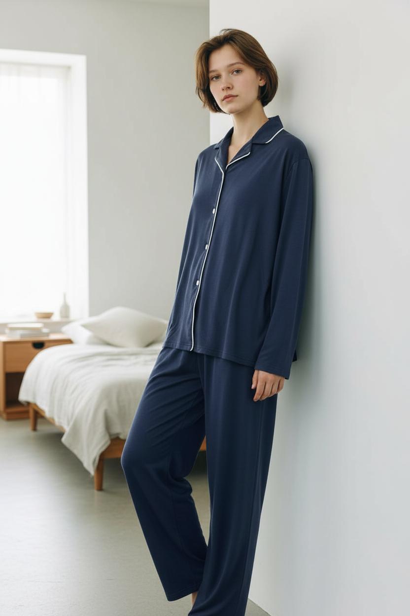 Pigiama effetto camicia in modal 424261 BL Sisters 