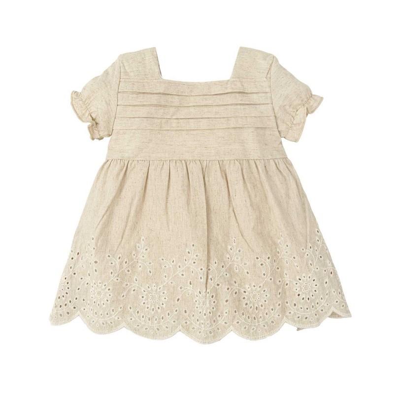 Abito beige in lino e sangallo 92407 BS BABIDU 