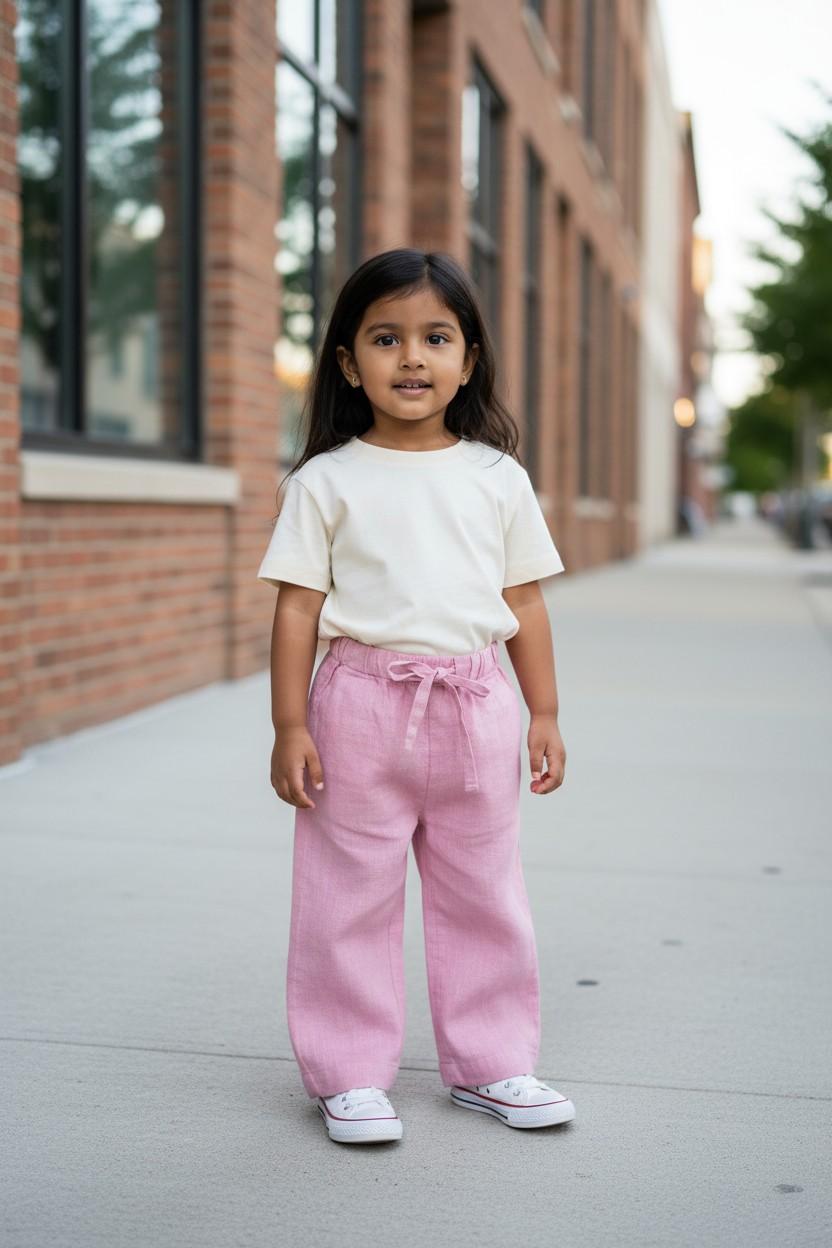 Pantalaccio in lino rosa LORENZA 84 Mantì 
