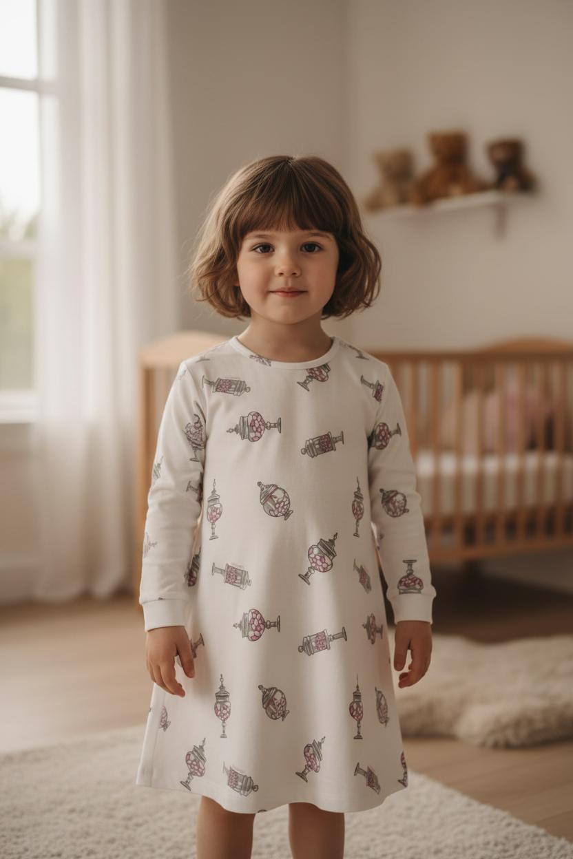 Camicia da notte in caldo cotone con stampa caramelle SI16 1032I00 740 SOTTOCOPERTA 