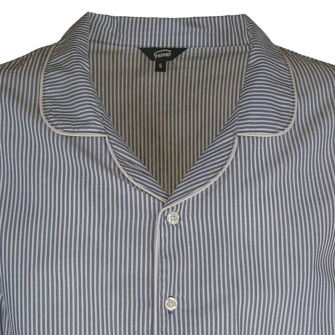 Pigiama lungo in cotone a righe blu scuro<BR/> CHARLY UCL 932 GOLD 