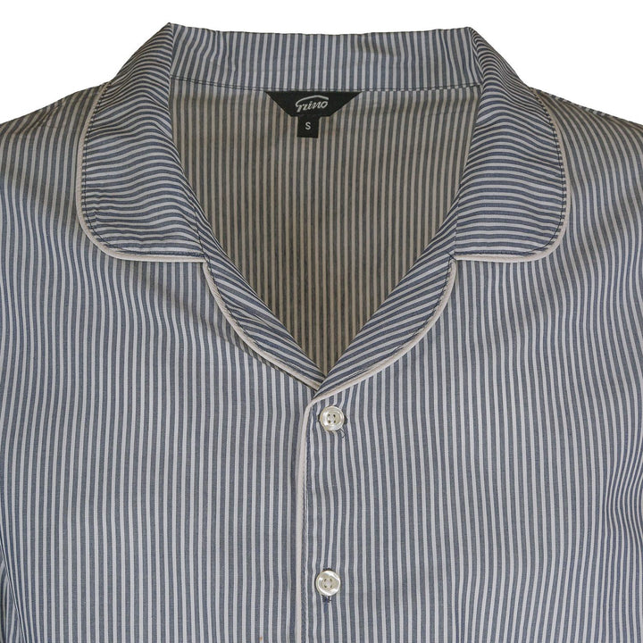 Pigiama lungo in cotone a righe blu scuro<BR/> CHARLY UCL 932 GOLD 