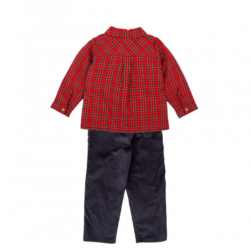 Completo camicia tartan e pantaloni in velluto a coste 43659 RS BABIDU 