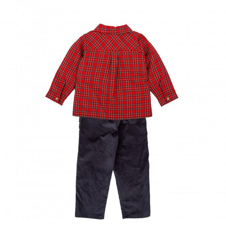 Completo camicia tartan e pantaloni in velluto a coste 43659 RS BABIDU 