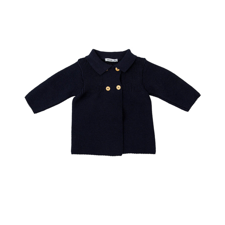 Cappotto in maglia doppiopetto tinta unita<BR/> 22759 BL BABIDU 