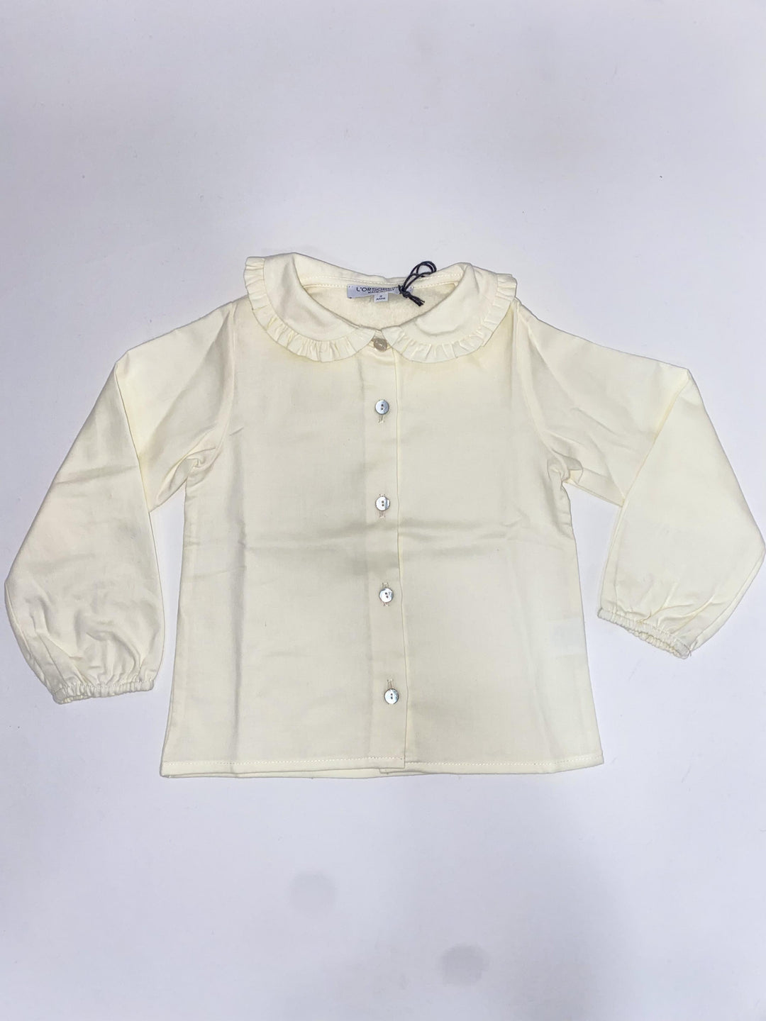 Camicia in cotone neonata con colletto volant CAM/R N BU ORSO BRUNO 