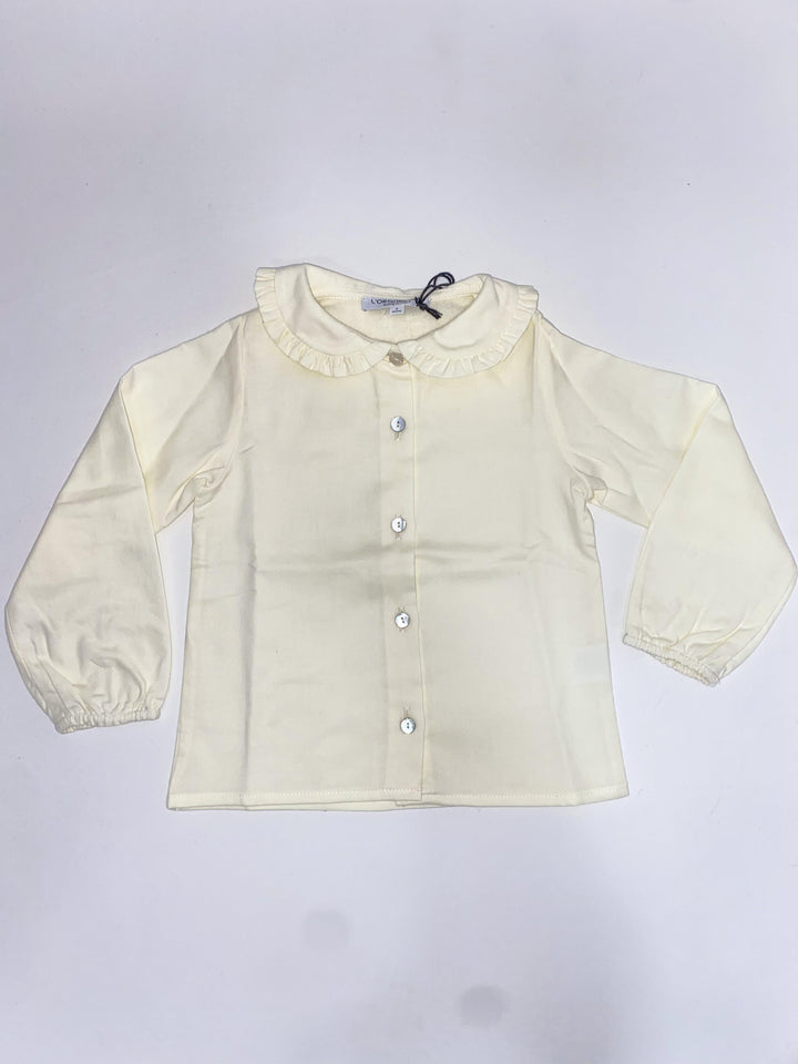 Camicia in cotone neonata con colletto volant CAM/R N BU ORSO BRUNO 