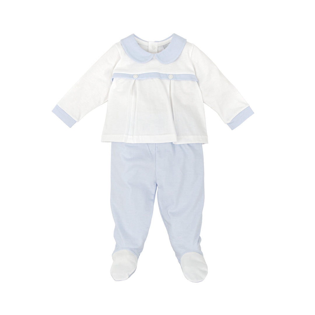 Completo due pezzi bianco e azzurro 50219 BC BABIDU 