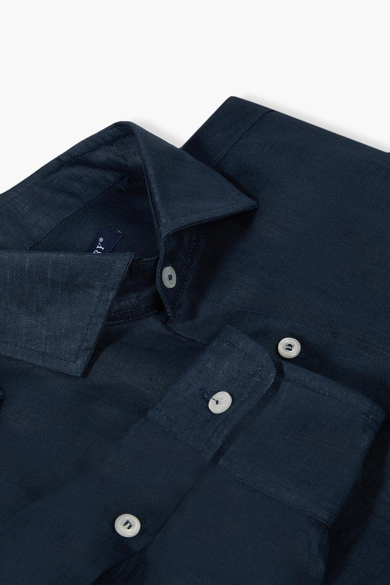 Camicia in lino blu TOMMY BL Antigua 