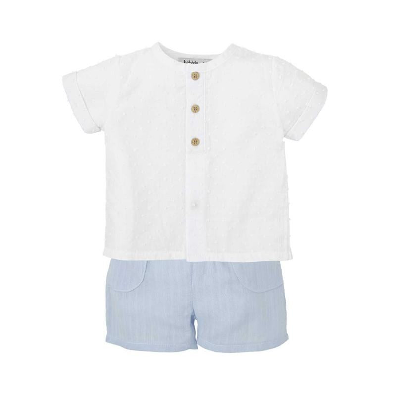 Completo t-shirt serafino e pantaloncino celeste 40457 BC BABIDU 