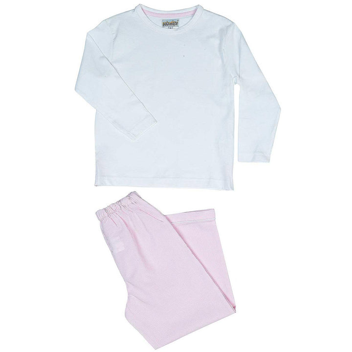 Pigiama lungo in cotone bianco e rosa MARY BCL 777 GOLD 