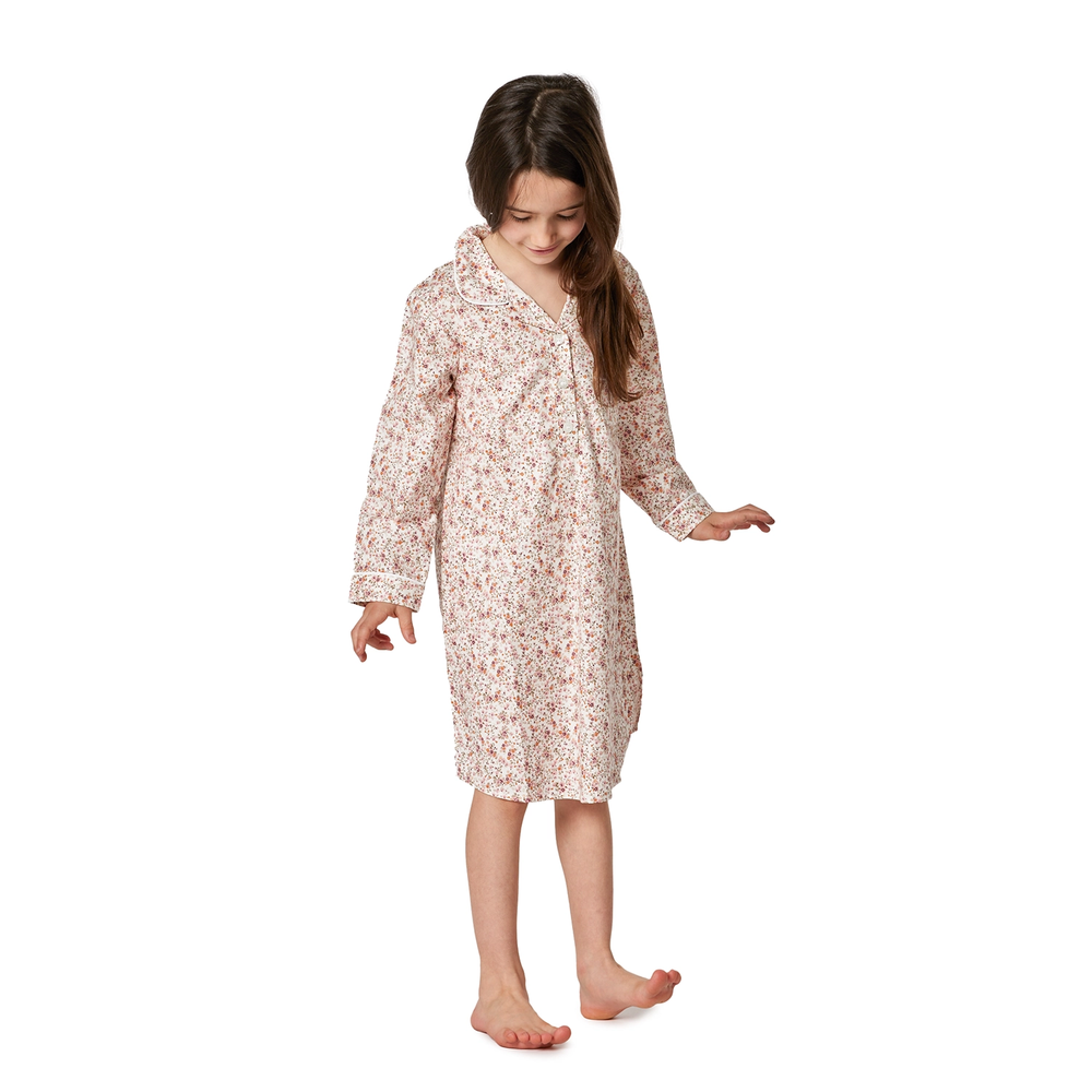 Camicia da notte bambina in cotone fiori rosa NANCY BF 070 GOLD 