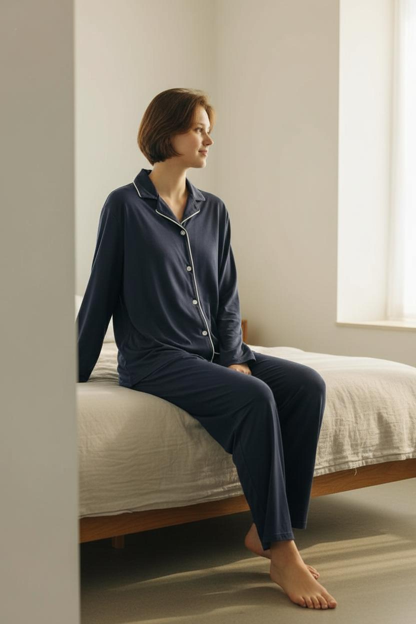 Pigiama effetto camicia in modal 424261 BL Sisters 