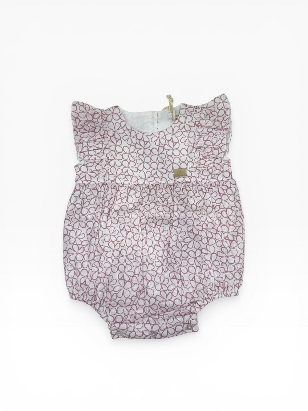 Pagliaccetto in cotone a fiori con volant PLP26 BR NINNAOH 