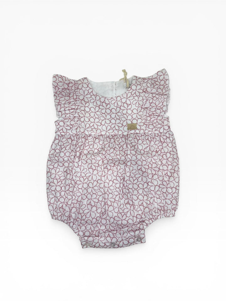 Pagliaccetto in cotone a fiori con volant PLP26 BR NINNAOH 