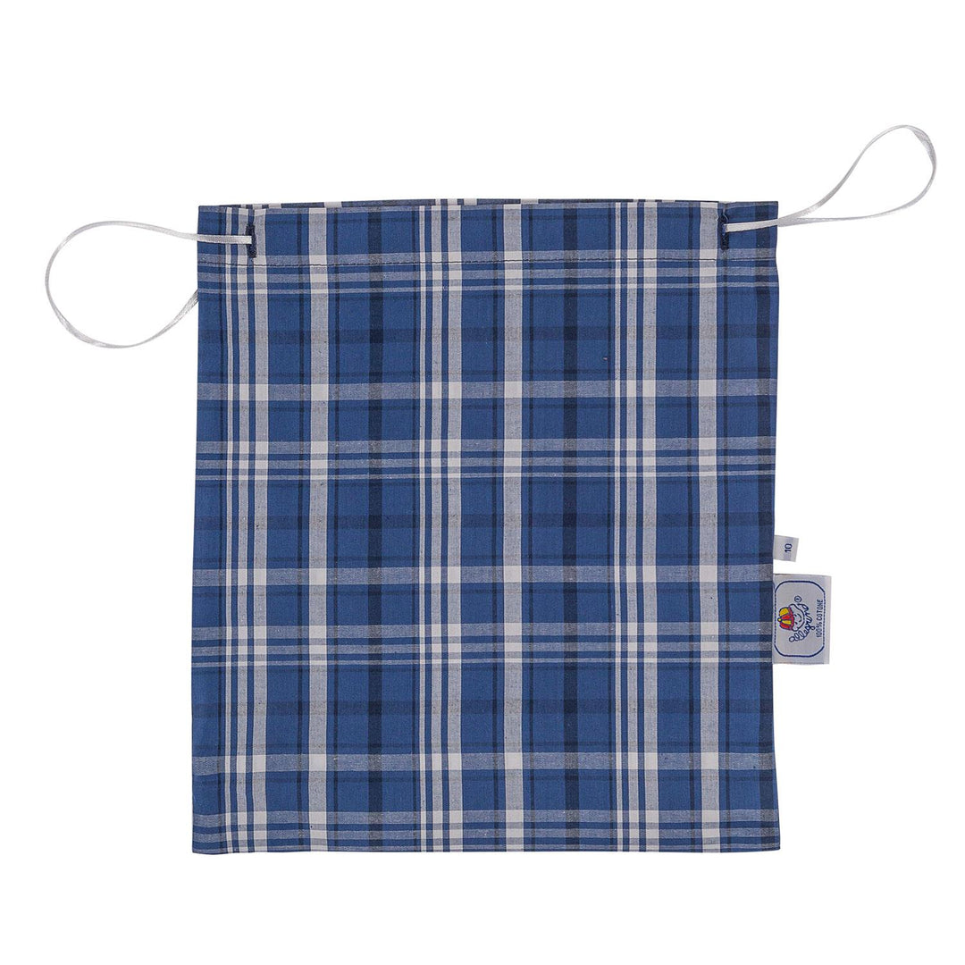 Pigiama lungo in cotone blu con quadro e riga bianca CHARLY BCL/7 929 GOLD 
