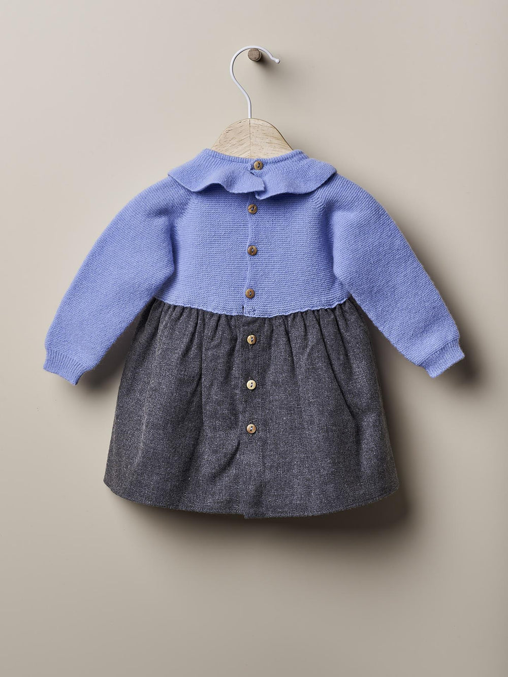 Abito con colletto in maglia di lana bicolore 04404L 11 WEDOBLE 