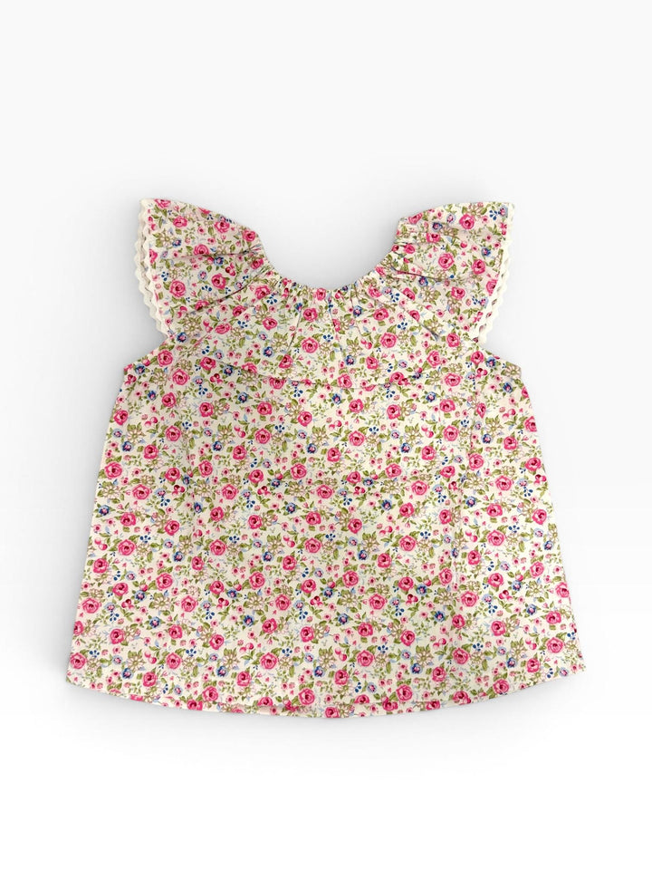 Blusa floreale smanicata in cotone LAMPEDUSA BF ORSO BRUNO 