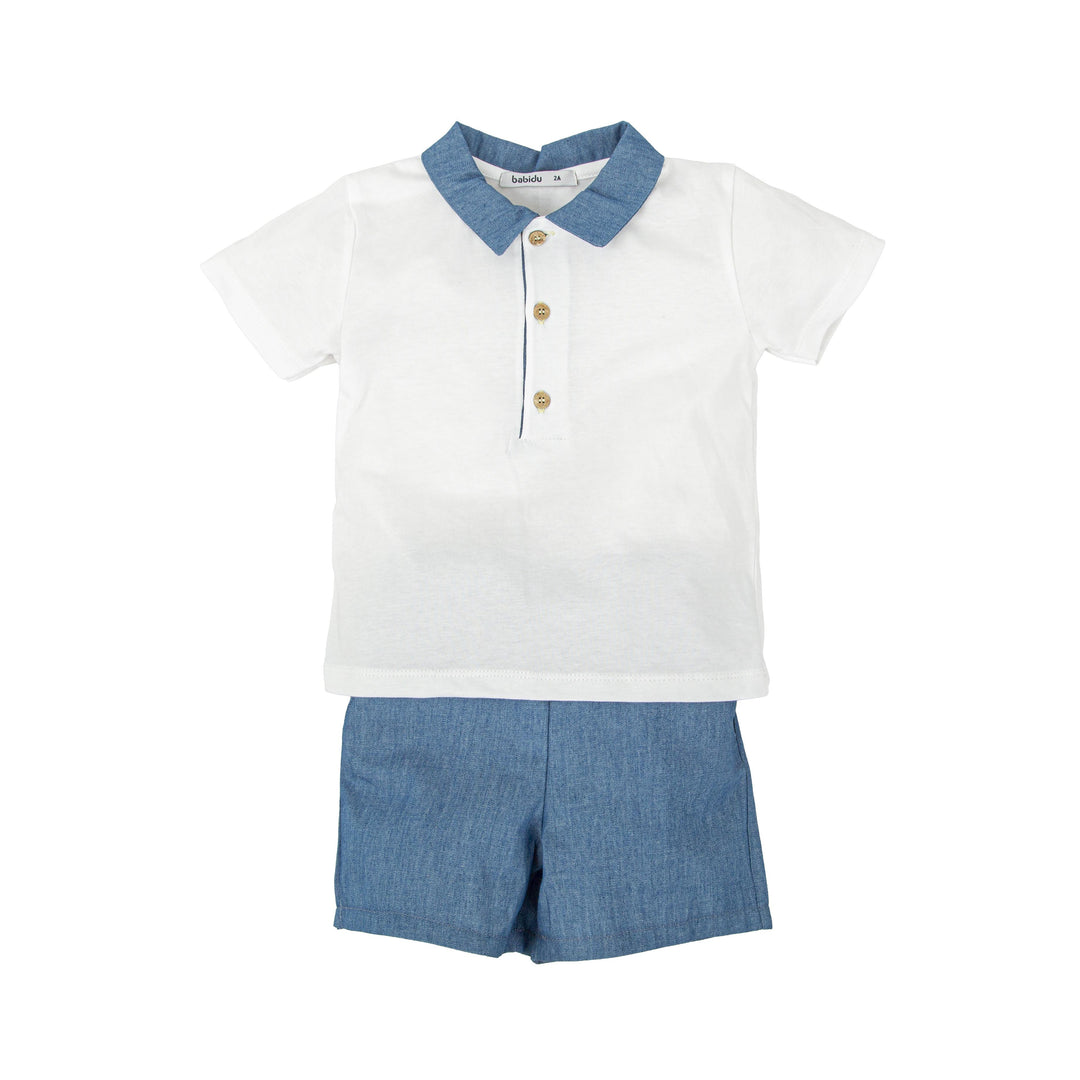 Completo polo e pantaloncino effetto denim 40415 JE BABIDU 