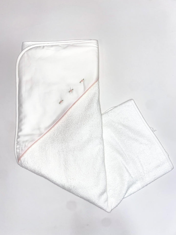 Triangolo da bagno con cappuccio in piquet e roselline AS8080 BR Teto e Tatta 