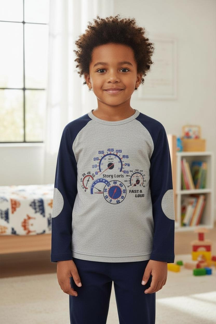 Pigiama in caldo cotone con grafica "Fast&Loud" 25492 GB# STORY LORIS 