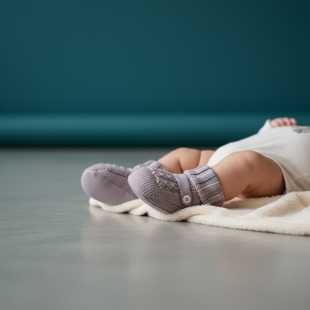 Scarpine da neonato in lana con lavorazione a treccia 702 TO BABY Lord 