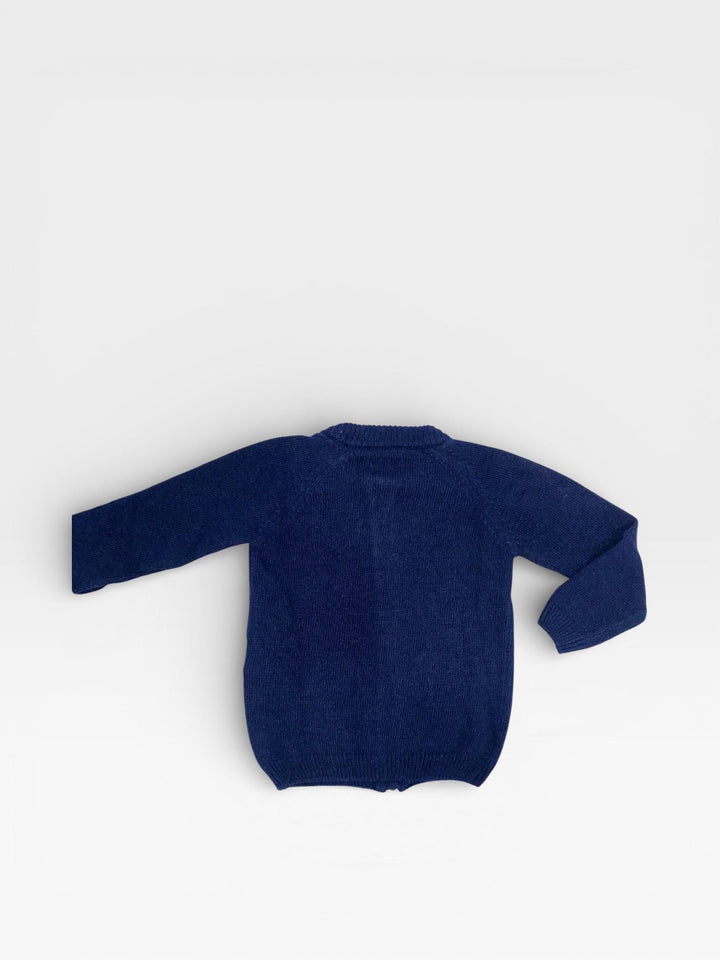Cardigan in lana con zip blu LN62641 BL LA NUIT 