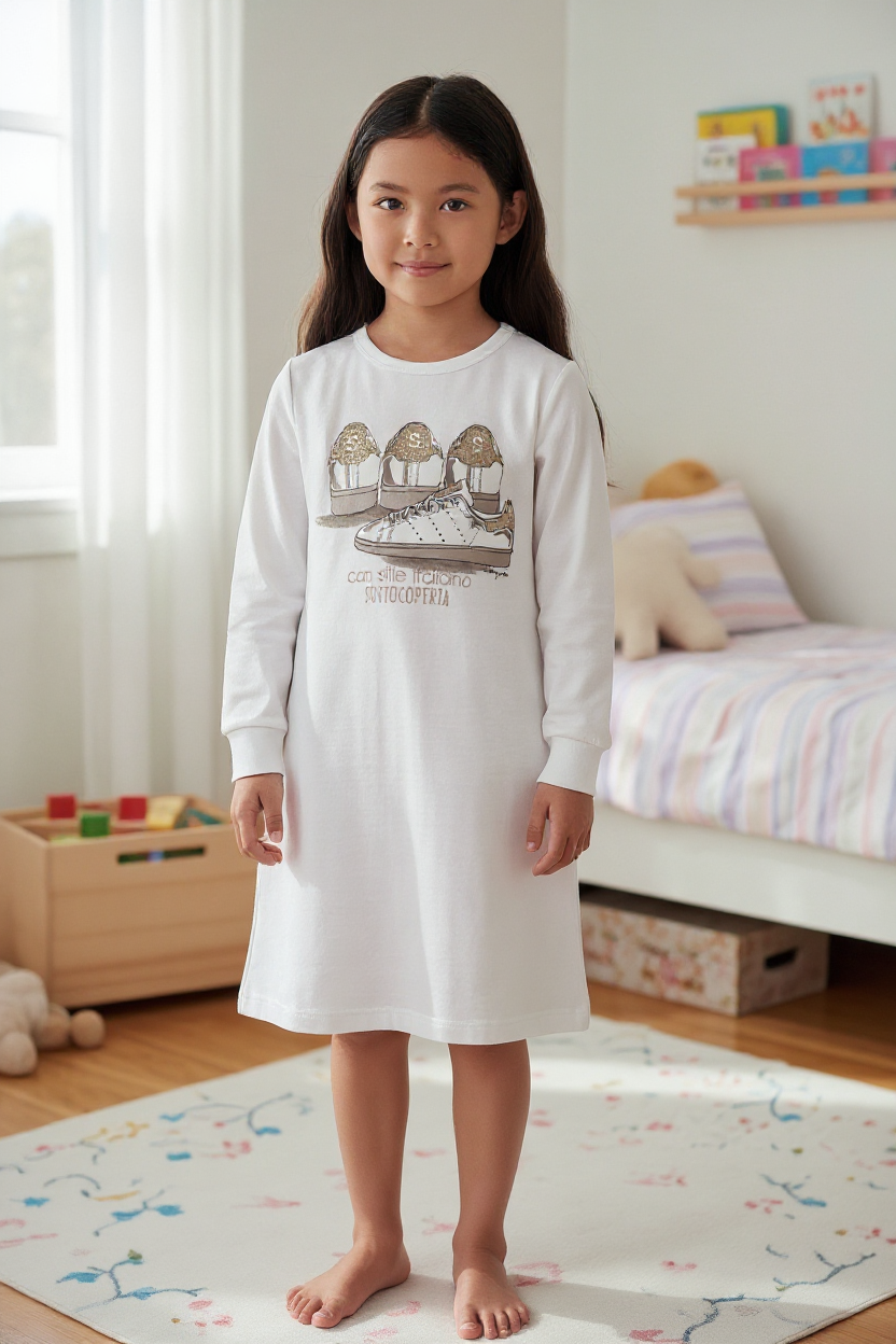 Camicia da notte in caldo cotone con stampa Sneakers 1232I08 06# Sottocoperta R. 