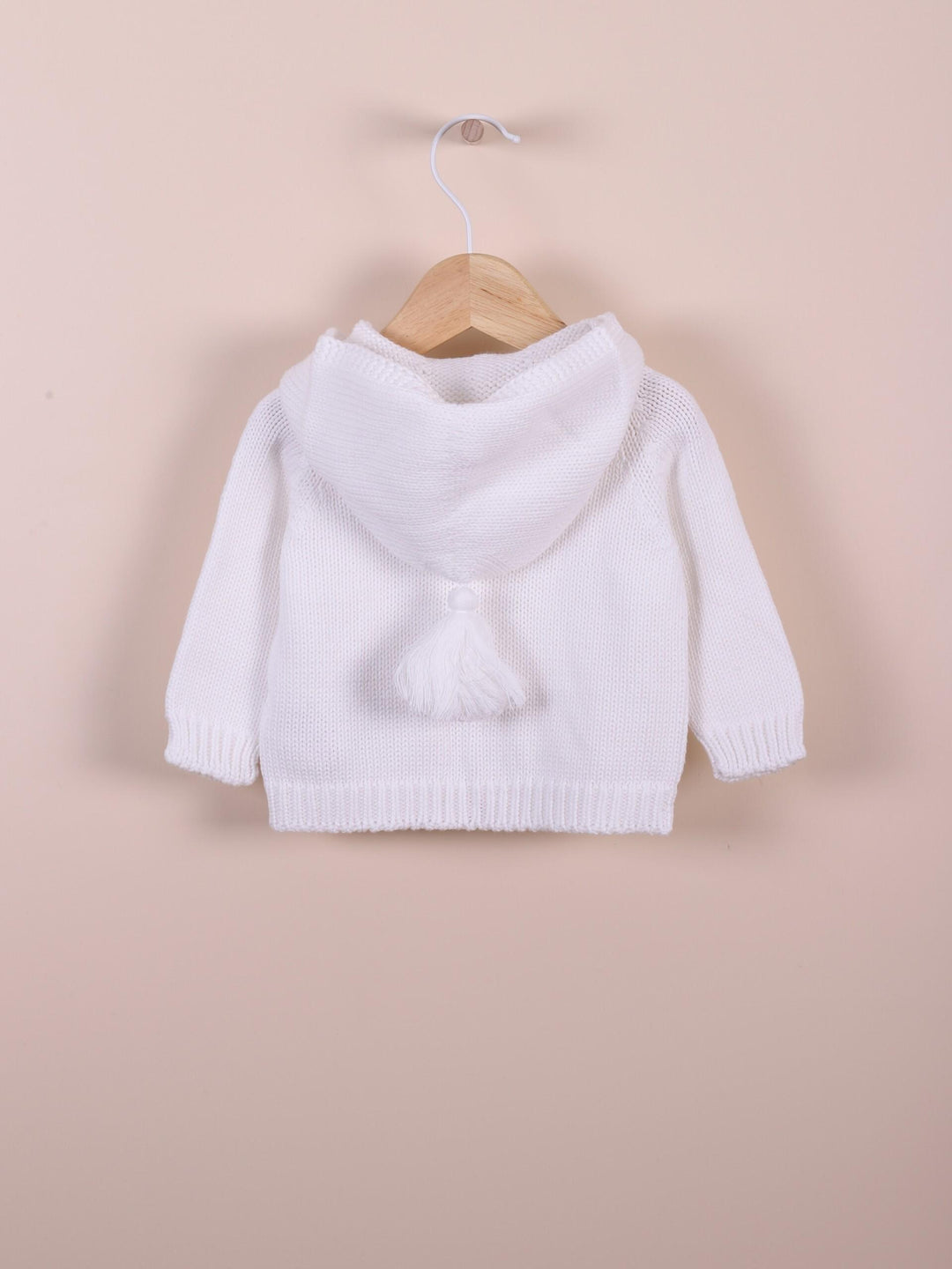 Cardigan con cappuccio in filo bianco 10308C 03 WEDOBLE 