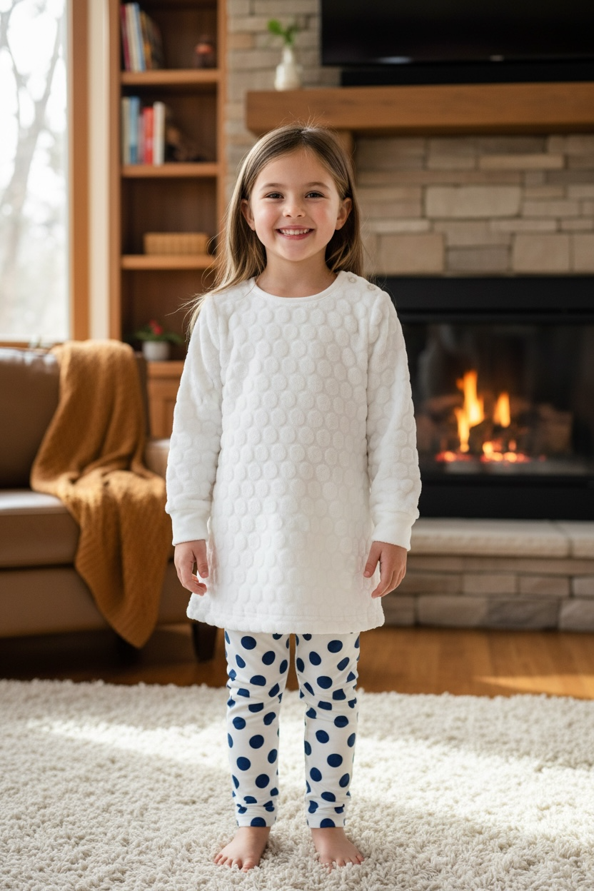 Pigiama in ciniglia con leggins a pois FSI 9150I00 06# SOTTOCOPERTA 