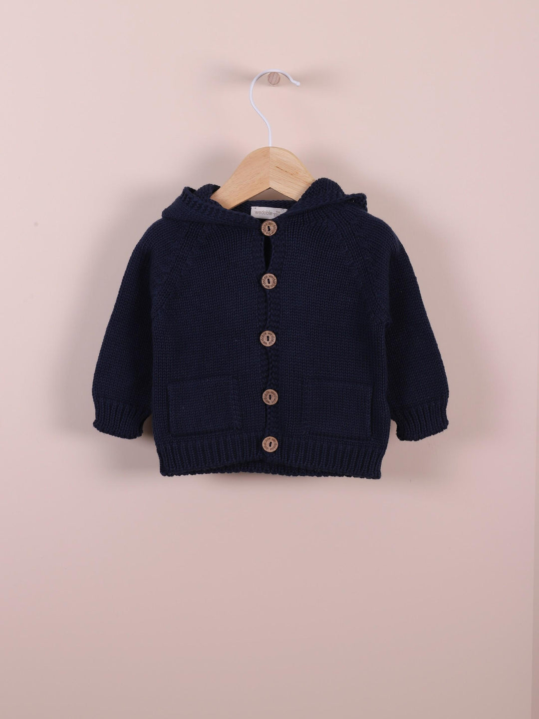 Cardigan con cappuccio in filo blu 10308C 13 WEDOBLE 
