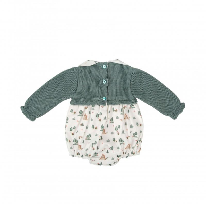 Pagliaccetto lavorato a maglia e fantasia bosco 30801 VE BABIDU 