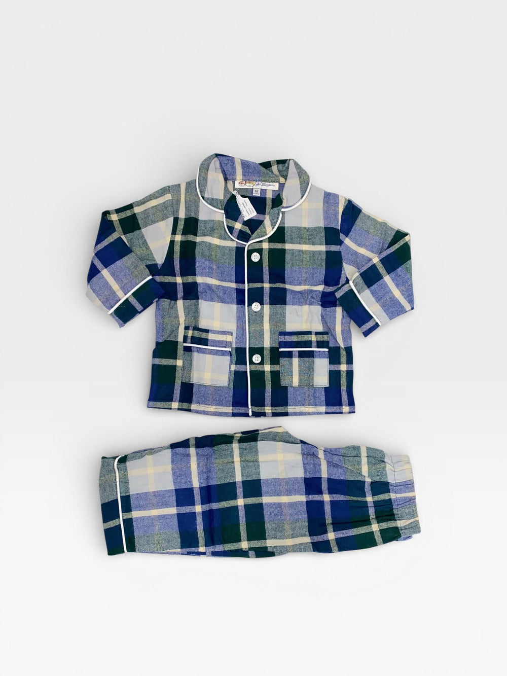 Pigiama lungo in flanella neonato blu e verde CHARLY NF 881 GOLD 