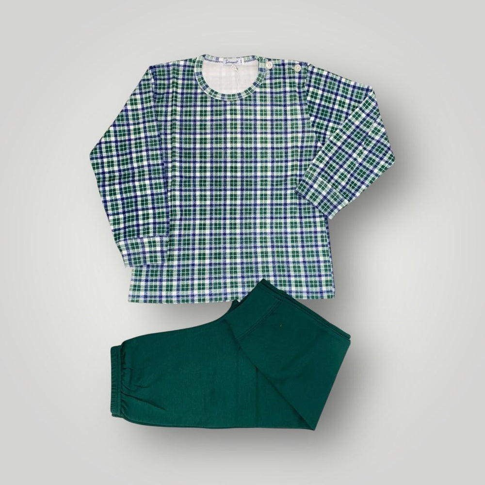 Pigiama caldo cotone a fantasia verde FSI 9225I00 129# SOTTOCOPERTA 