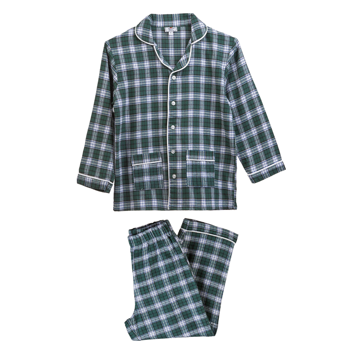 Pigiama in flanella lungo verde scozzese maschio CHARLY BFL 642 GOLD 