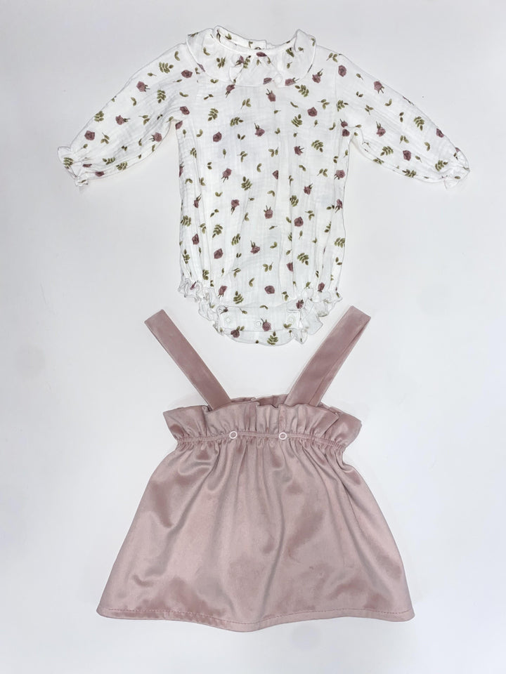 Salopette a gonna in velluto con camicia a fantasia VS8050 RO Teto e Tatta 