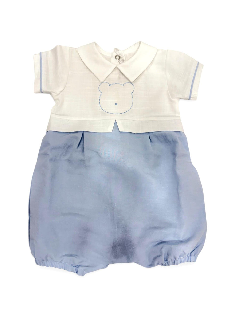 Pagliaccetto in misto lino con ricamo orsetto PA8890 BC Teto e Tatta 