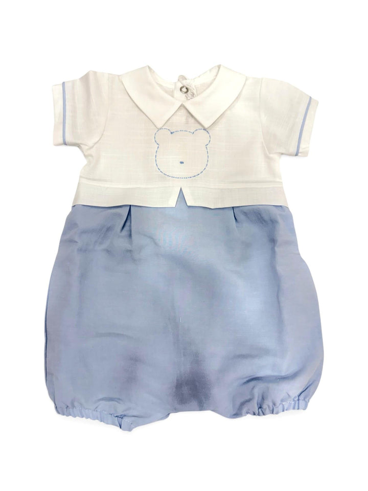 Pagliaccetto in misto lino con ricamo orsetto PA8890 BC Teto e Tatta 