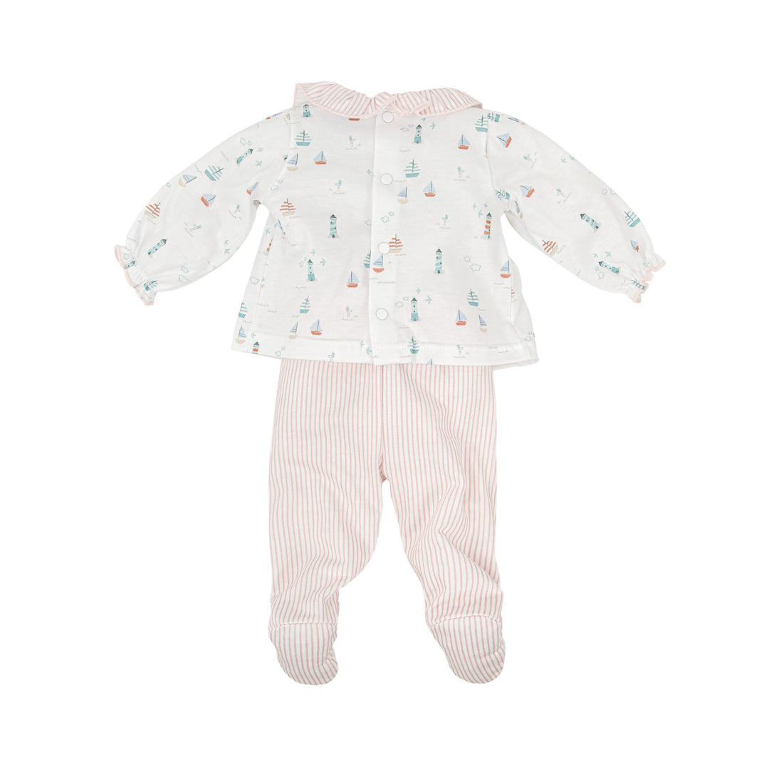 Completo in cotone a righe con stampa marittima 51221 RO BABIDU 