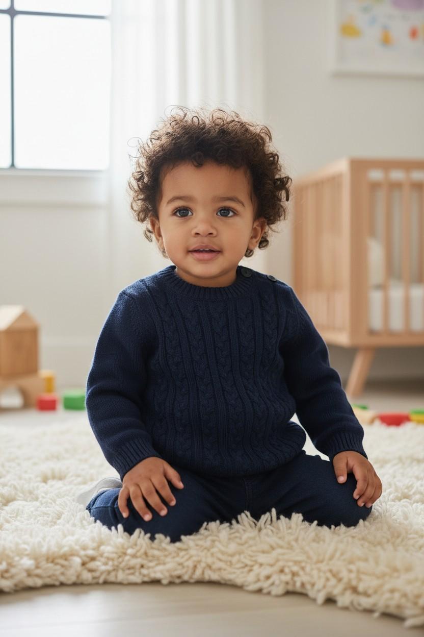 Maglione in filo a trecce neonato 33716/N B9 Per Te 