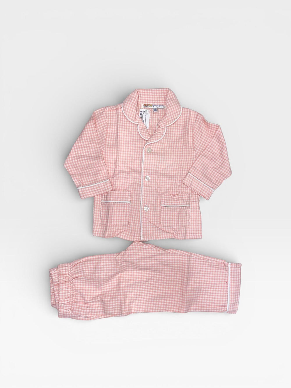 Pigiama lungo in flanella a quadretti bianco e rosa LUCY NF1 BR GOLD 