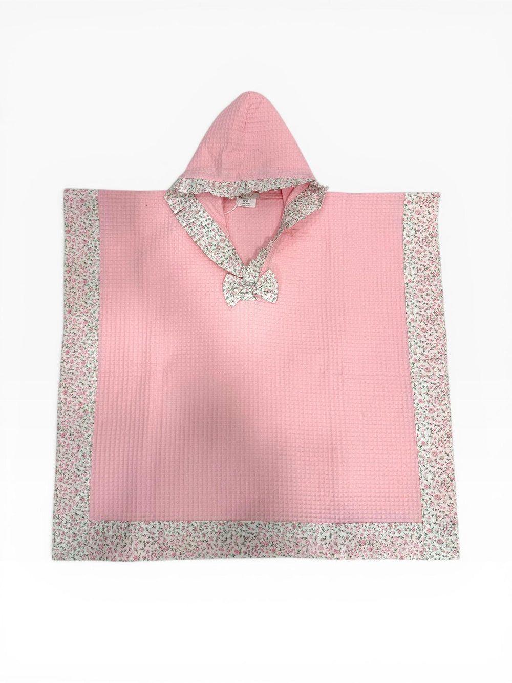 Poncho in nido d'ape rosa con profili floreali LAMPEDUSA 62/10 Mantì 