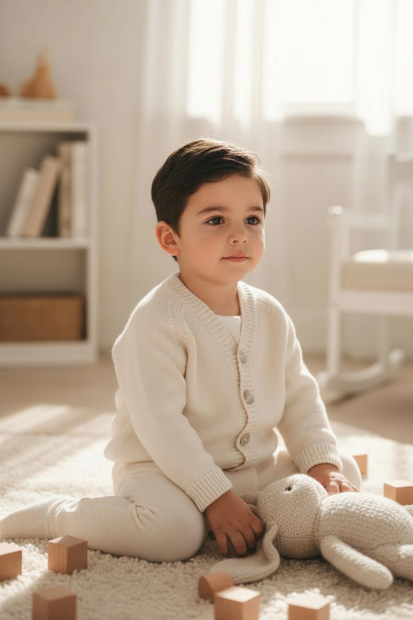 Cardigan scollo a v in misto lana bambino LN62642 LA LA NUIT 